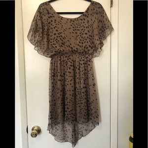 Brown with black and purple dress